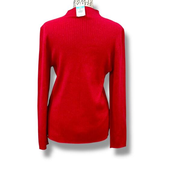 NWT J. McLaughlin Size XL Sylvana Red Shimmer Mock Neck Sweater $158 Holiday - Picture 8 of 8